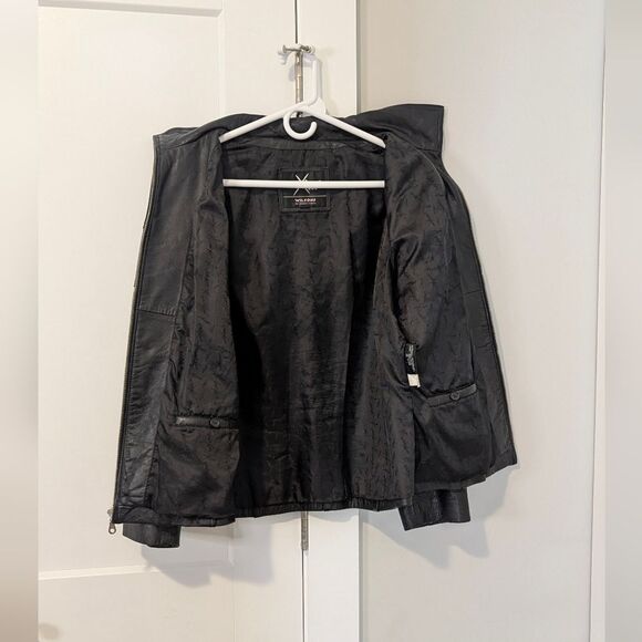 Maxima Wilsons Leather Vintage Womens Jacket Large Black Lined Coat Moto Grunge - Picture 5 of 10